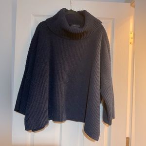 Ann Taylor chunky cowl neck sweater with sparkly silver thread - size L/XL